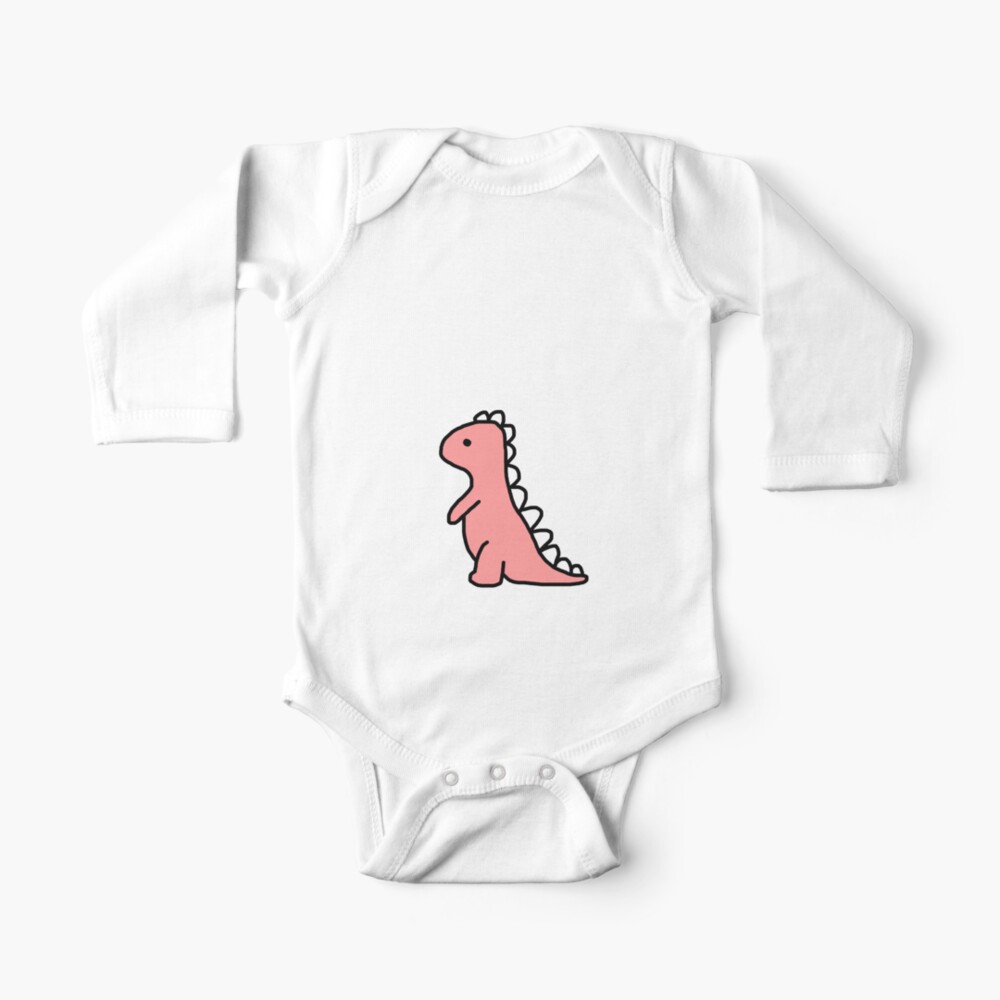 Long-sleeved jersey onesie with dinosaur print