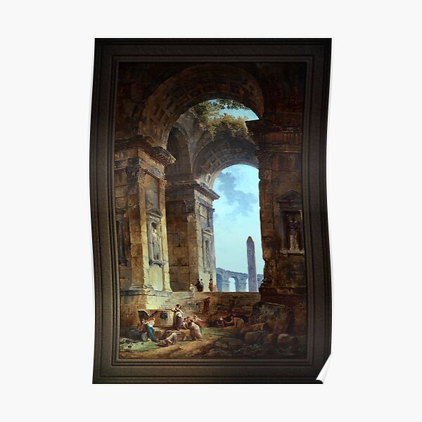 Ruins With An Obelisk In The Distance Old Masters Fine Art Reproduction Poster