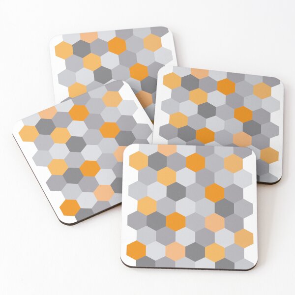 Item preview, Grey and orange hexagons design designed and sold by printinglife.