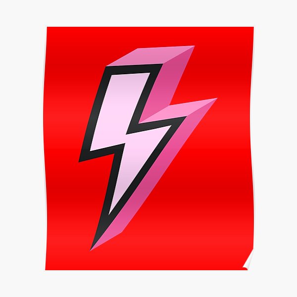 White, Black and Pink Lightning with Red Background 