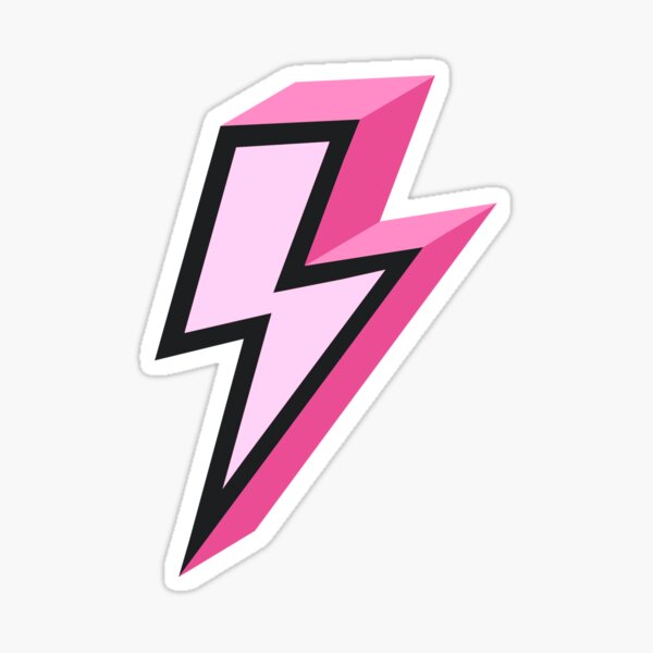 Pink Bold Lightning Bolt 3D on Red Background 