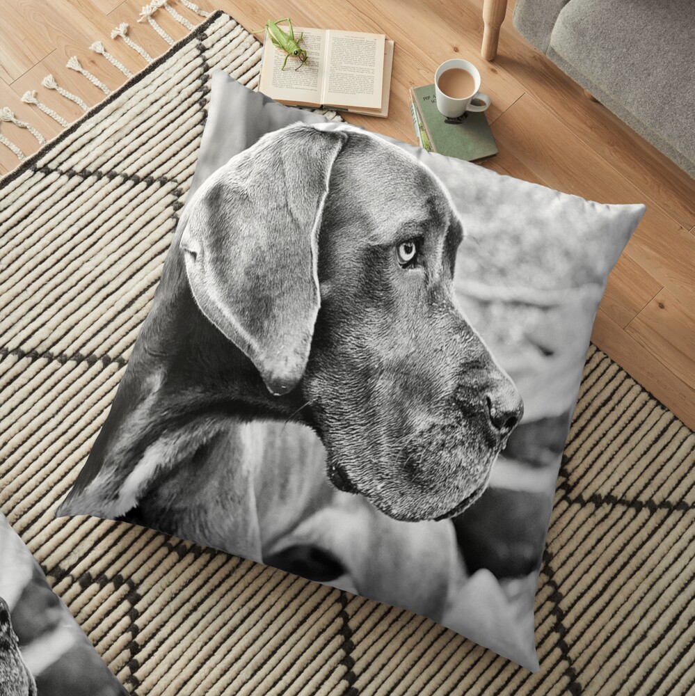 Blue Black Great Dane Floor Pillow