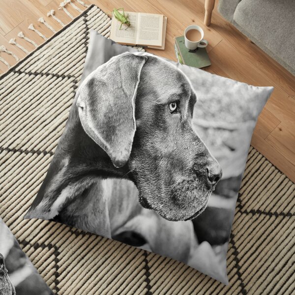 Blue Black Great Dane Floor Pillow