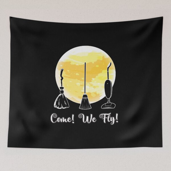 Item preview, Come We Fly ! Halloween brooms with moon background | Great gift for Halloween party designed and sold by trendyshopy.