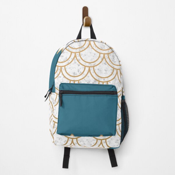 Item preview, Modern minimalist teal & gold fish scales pattern designed and sold by Identity Club Co.