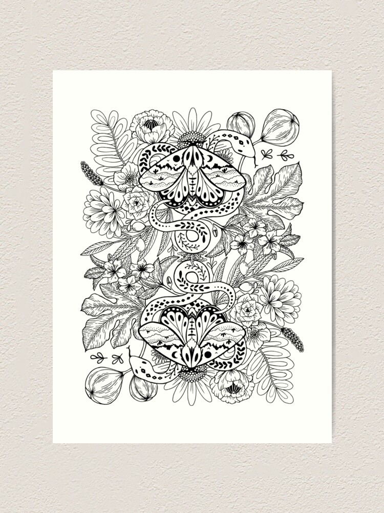 Alternate view of Moths and snakes Art Print