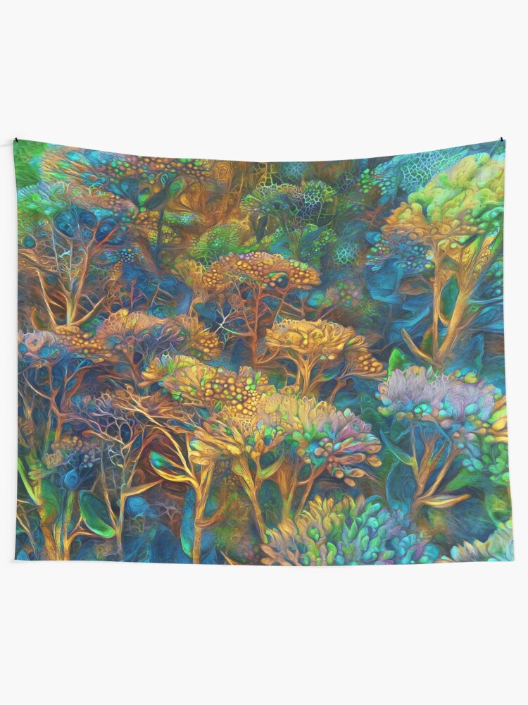 Alternate view of Fantasy floral abstract digital painting Tapestry