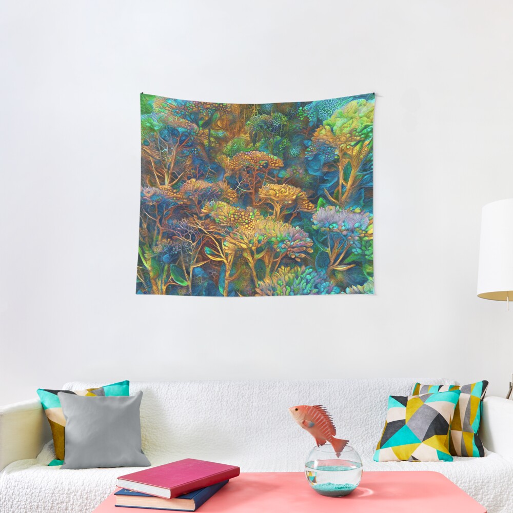 Fantasy floral abstract digital painting Tapestry