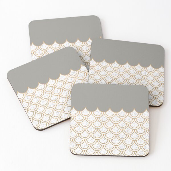 Item preview, Modern minimalist grey & gold fish scales pattern designed and sold by Identity Club Co.