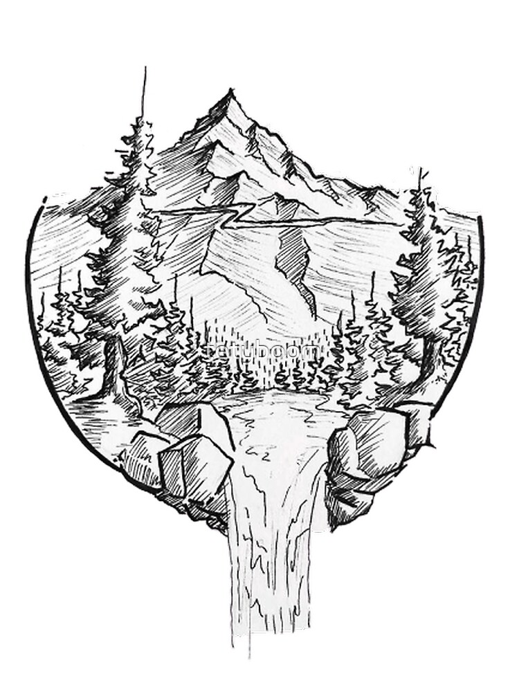 Waterfall drawing | Waterfall drawing, Waterfall sketch, Drawing rocks