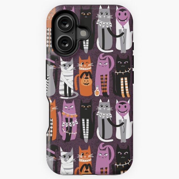 Artikel-Vorschau von Hochgotische Halloween-Katzen // Rübenfarbhintergrund orange grau lila weiße und schwarze Kätzchen, designt und verkauft von SelmaCardoso.