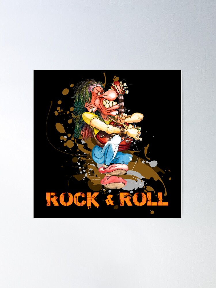 Rock & roll music cartoon Poster for Sale by sergeibz