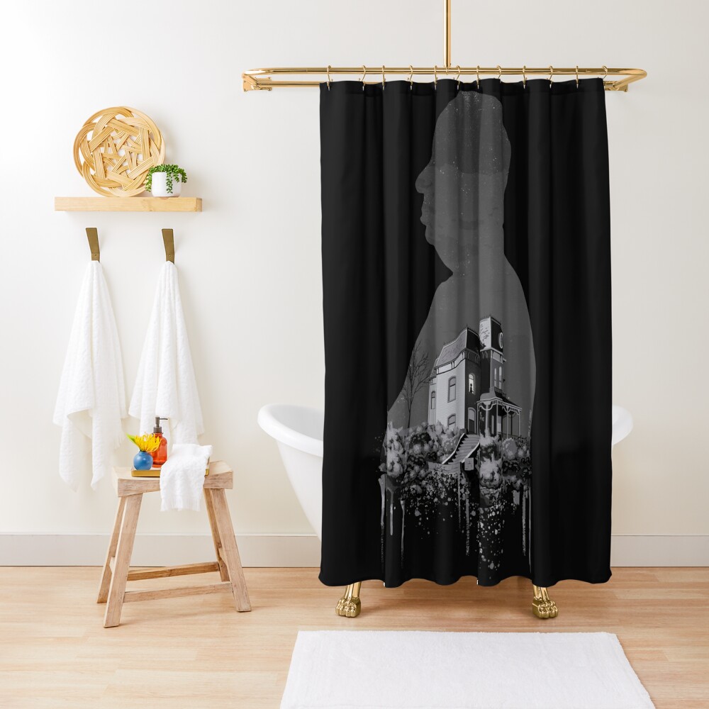 Alfred Hitchcocks Psycho Silhouette Illustration By Burro Shower Curtain For Sale By 7968