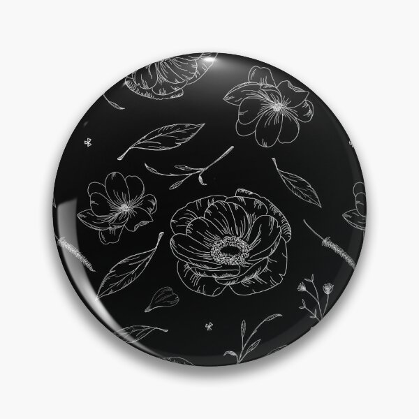 Aperçu de l'œuvre  Motif d'art en ligne floral et feuillage délicat | Fond noir créée et vendue par alfrescotree.