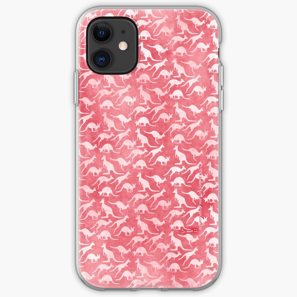 White kangaroos on red background iPhone Case & Cover