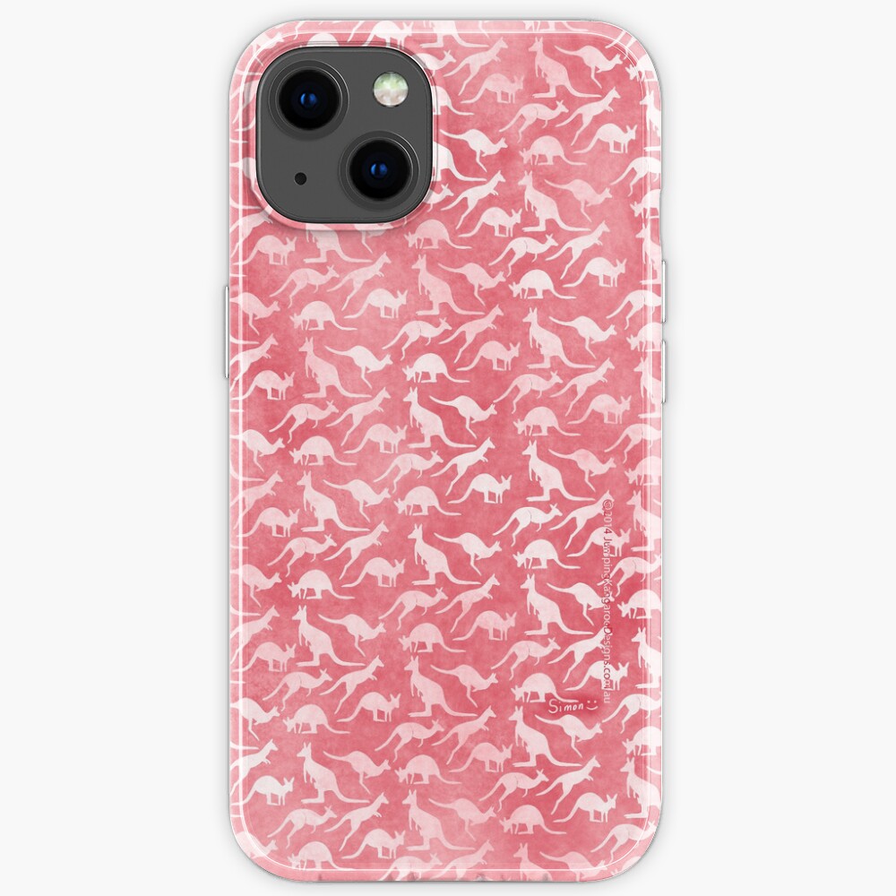 White kangaroos on red background iPhone Case