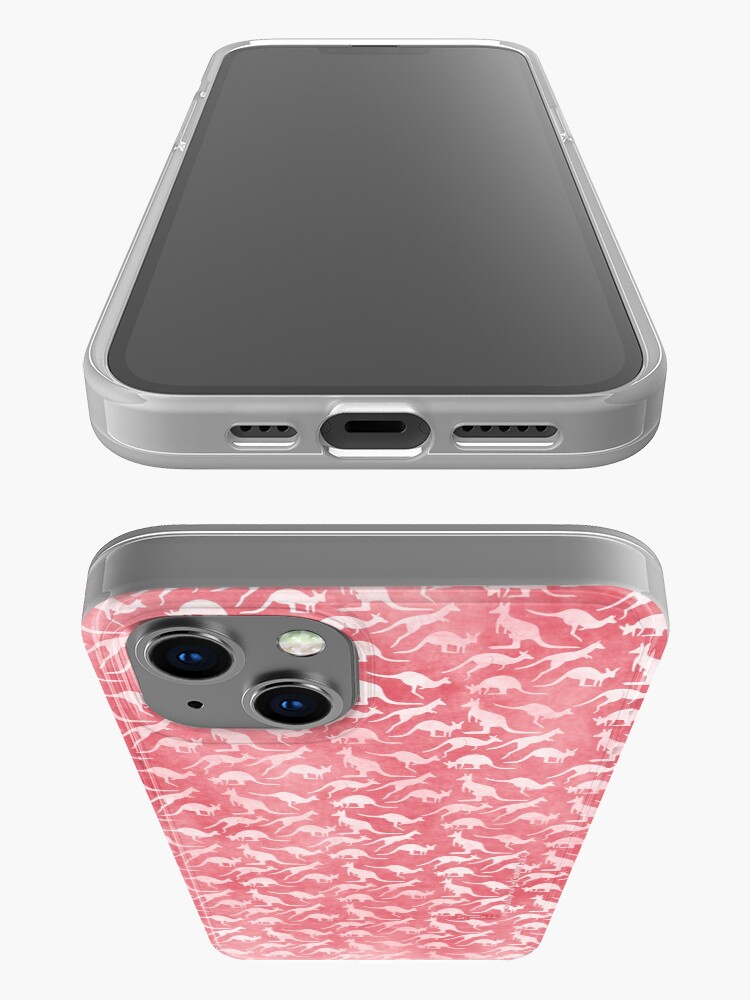 Alternate view of White kangaroos on red background iPhone Case