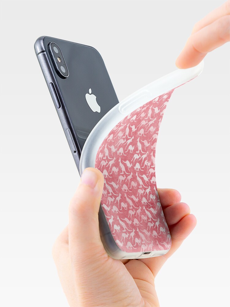 Alternate view of White kangaroos on red background iPhone Case & Cover