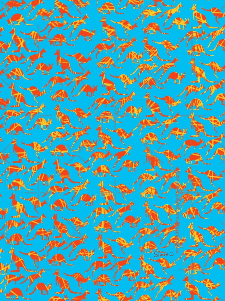 Orange Kangaroos on blue background by JumpingKangaroo