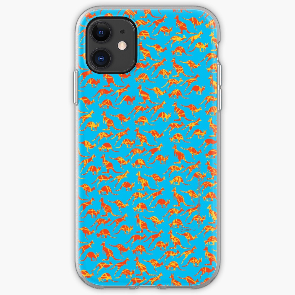 Orange Kangaroos on blue background iPhone Case & Cover