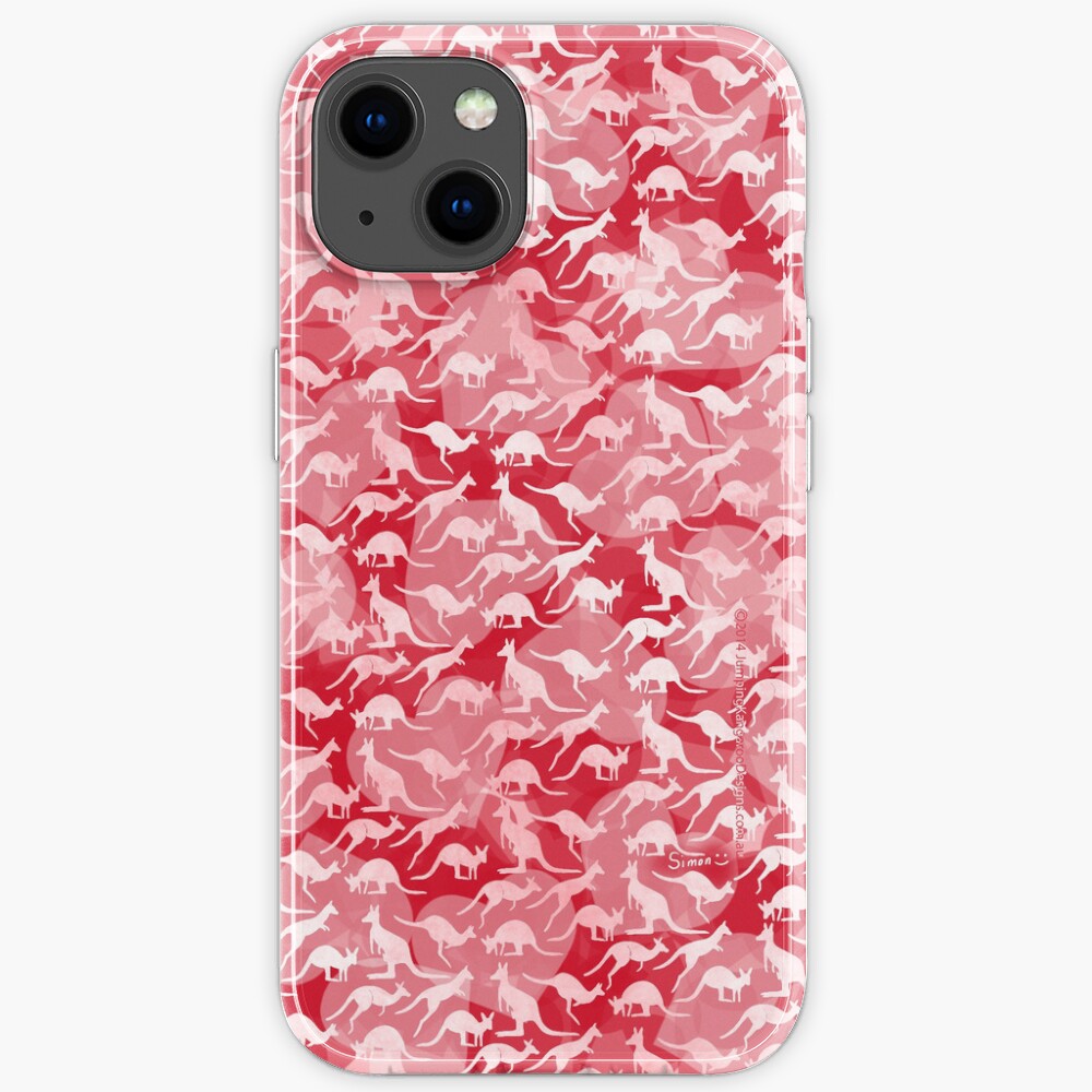 Pink Kangaroos on Harts Bakground iPhone Case