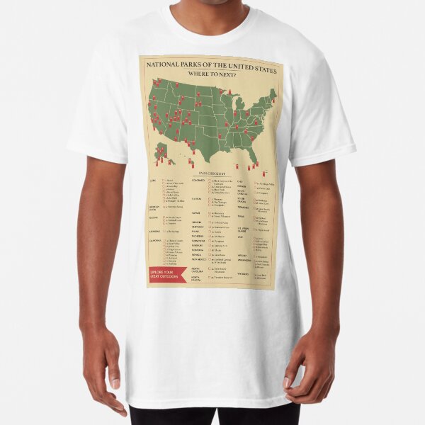 US National Parks Checklist Poster Long T-Shirt