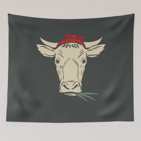 Item preview, Cute Cow with Red hair Bandana Illustration  designed and sold by basselelkadi.