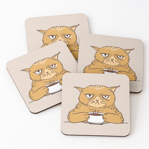 Item preview, Grumpy Cat Drinking Morning Coffee designed and sold by cutenfunny.