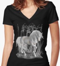 Ivory .. a white stallion Women's Fitted V-Neck T-Shirt
