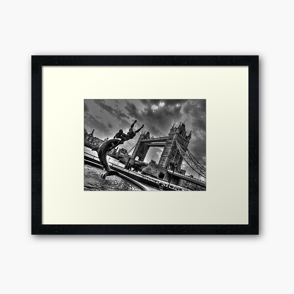 Dolphin by Tower Bridge Framed Art Print