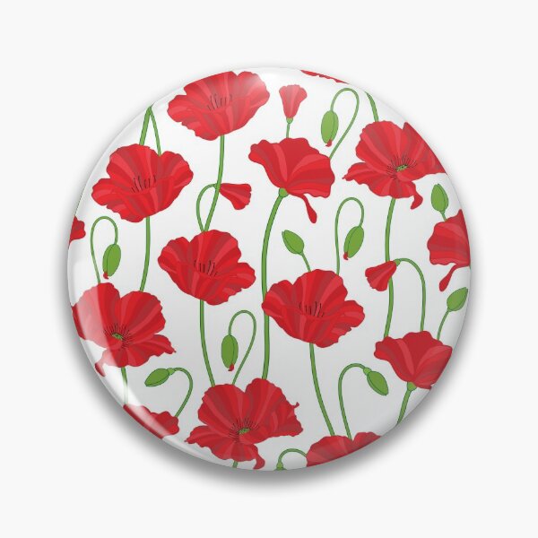 Item preview, Red poppy flowers and buds pattern designed and sold by The Pattern Mill.