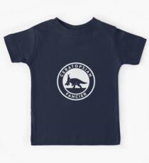 Ceratopsian Fancier Tee (White on Dark) Kids Tee