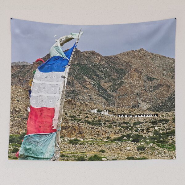 Item preview, Prayer Flag Buddhist Monastery Himalaya Mountains Landscape designed and sold by worldways.