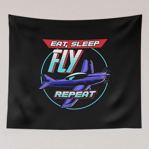 Item preview, Eat Sleep Fly Repeat Airplane Pilot Aviation Pun designed and sold by perfectpresents.