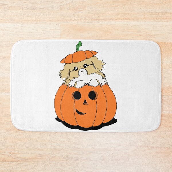 Item preview, Cute Beautiful and Funny Sable Tibetan Spaniel in a Pumpkin Halloween Design designed and sold by Monica C. Webster.