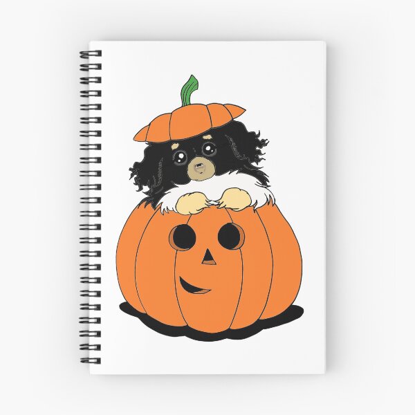 Item preview, Cute Beautiful and Funny Black and Tan Tibetan Spaniel in a Pumpkin Halloween Design designed and sold by Monica C. Webster.