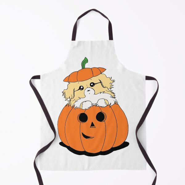 Item preview, Cute Beautiful and Funny Light Sable Tibetan Spaniel in a Pumpkin Halloween Design designed and sold by Monica C. Webster.