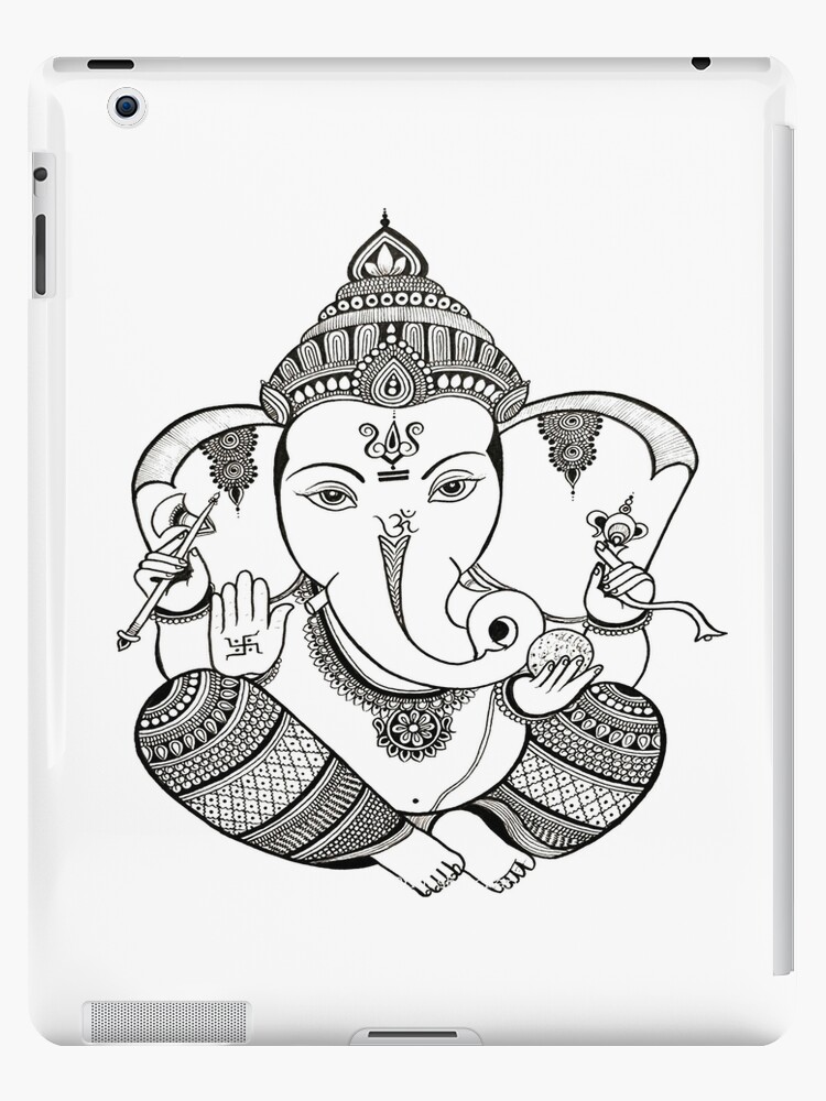 Sketch of hindu god lord ganesha or ganpati creative outline canvas prints  for the wall • canvas prints traditional, animal, symbol | myloview.com