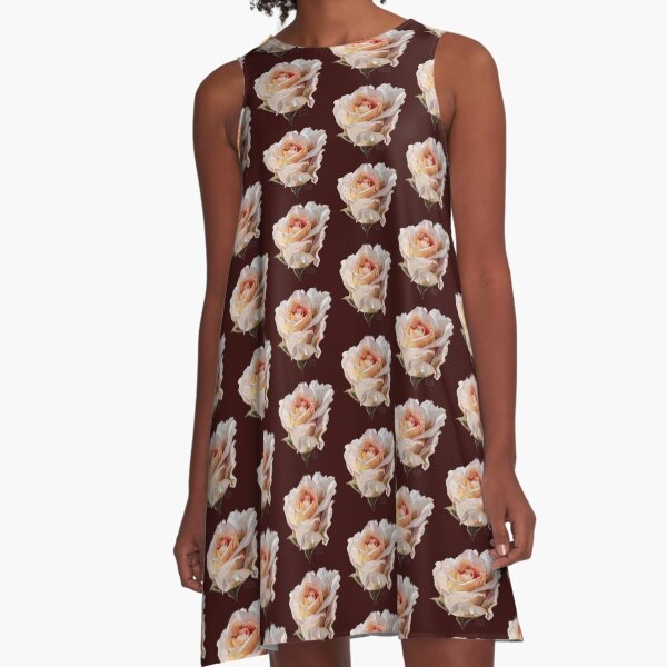 Pink Rose | Painting of a Single Rose A-Line Dress