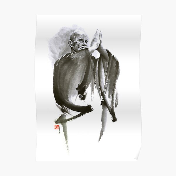 Morihei Ueshiba Sensei Aikido martial arts art japan japanese master sum-e portrait founder Poster