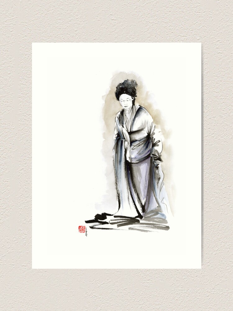 Geisha Classical Figure Woman Kimono Wearing Old Style Painting Art Print By Mariuszszmerdt Redbubble