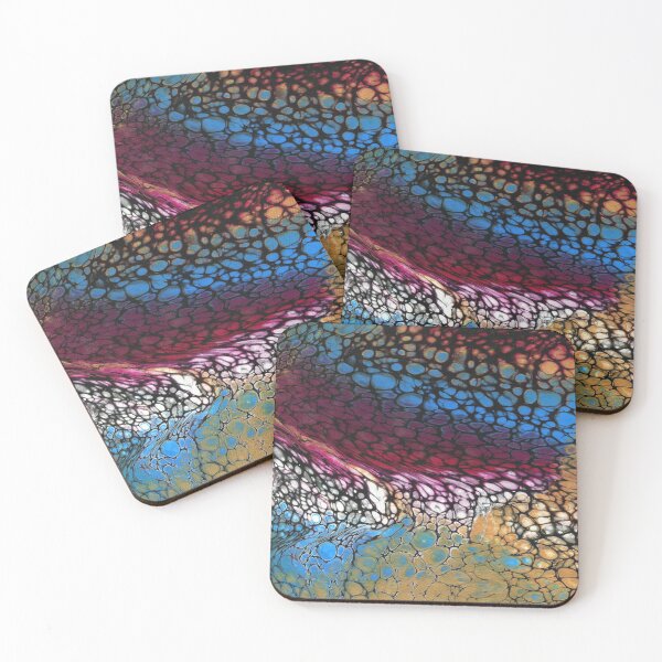 Item preview, Pink, Gold, Blue & Black Swipe Acrylic Pour Painting designed and sold by lizannbach.