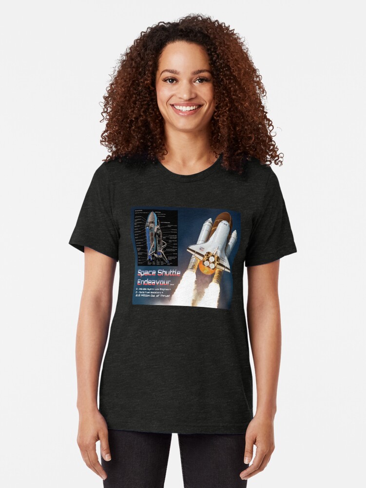 Alternate view of Space Shuttle Endeavour Stats Tri-blend T-Shirt