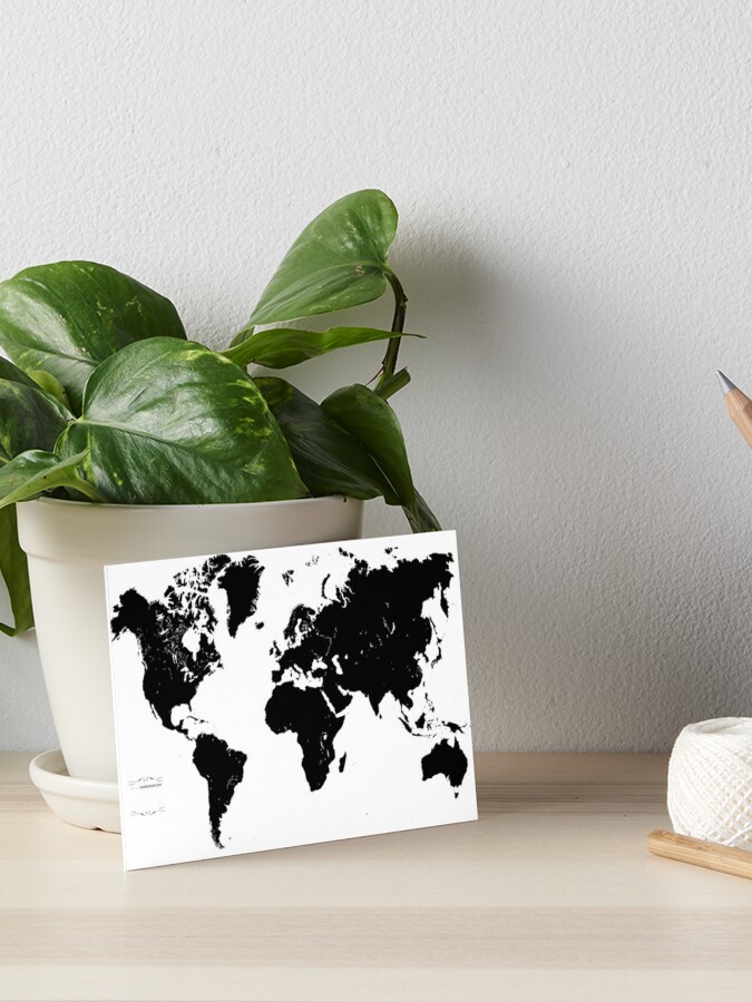 Black White World Map 21 Art Board Print By Audiobookstore Redbubble