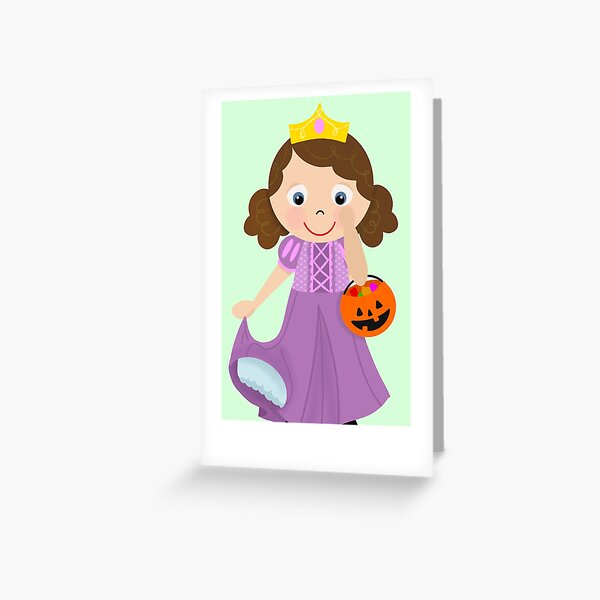 Prinzessin Süßes oder Saures Design Medium Skin Brown Hair Grußkarte