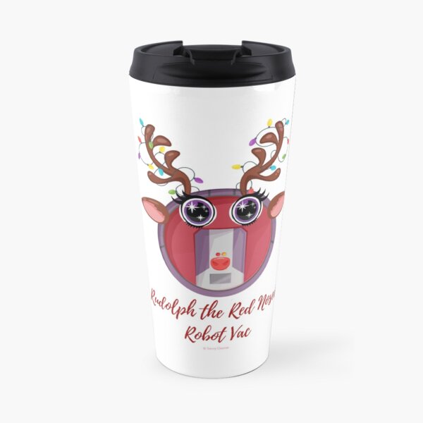 Rudolph + Robot Vac Christmas Cleaning Humor Travel Mug