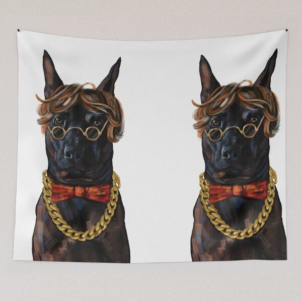 Item preview, Digital painting of hipster black Thai Ridgeback dog. designed and sold by hadkhanong.