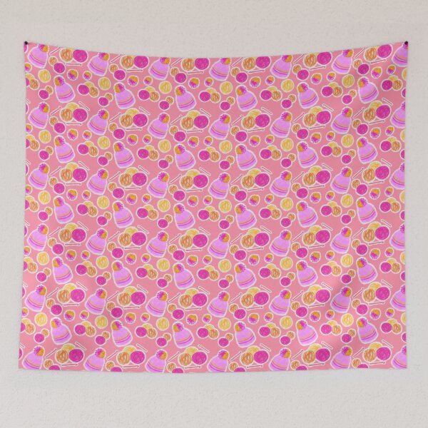 Item preview, 2.A crochet beanie yarn Pom Pom -  Pink beanie peach background  designed and sold by Sorena-Designs.