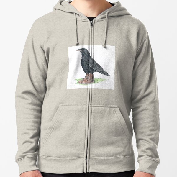 Crow in Roger's boots Zipped Hoodie
