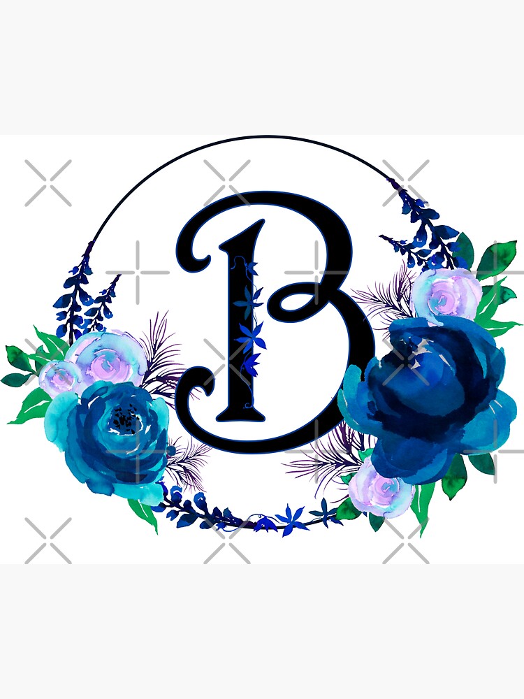 Initial B Letter Skull Rose Flowers Watercolor Monogram - B T-Shirt